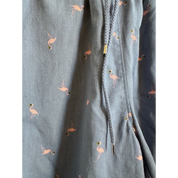 Coral Bay Womens Shorts Sz S Blue Twill Pink Flamingos Drawstring Elastic Waist - Picture 6 of 8